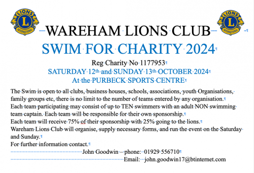 Swim for charity 2024 details
